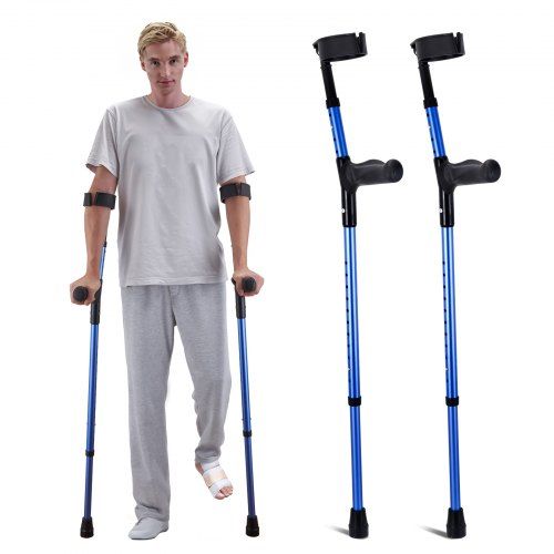 Onderarmkrukken met 11‑traps hoogteverstelling – Comfort en stabiliteit voor herstel en mobiliteit