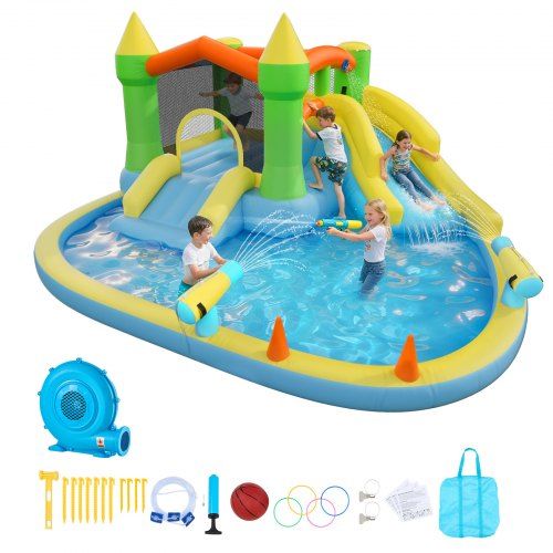 Opblaasbaar waterspringkasteel met glijbaan – groots plezier voor 3‑4 kinderen