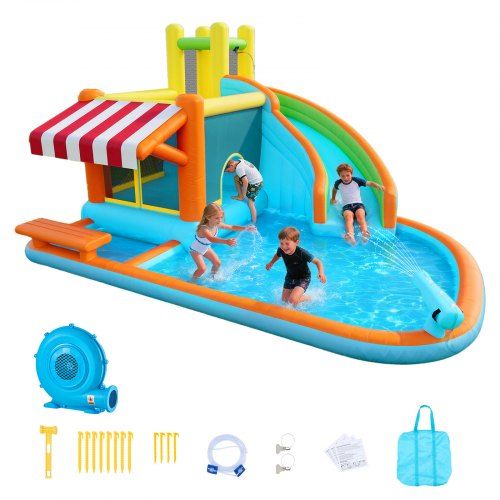 Gigantisch opblaasbaar waterspringkasteel met waterglijbaan – het ultieme buitenspeelplezier voor kinderen