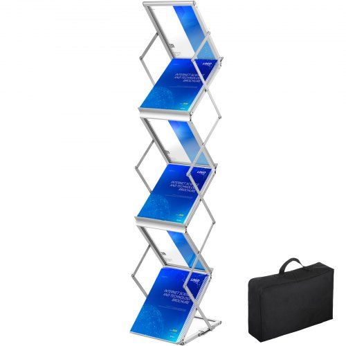 Opvouwbaar tijdschriftenrek zilver – Praktisch display voor beurzen, bibliotheken en kantoor