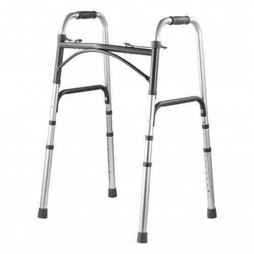 Opvouwbare rollator met 2 knoppen en 8‑stand hoogteverstelling – Lichtgewicht aluminium mobiliteitshulpmiddel tot 350 lb