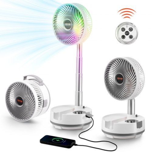 Opvouwbare 20 cm Batterijventilator met Afstandsbediening – Krachtig, Stil en Mobiliteit voor Thuis en Werk