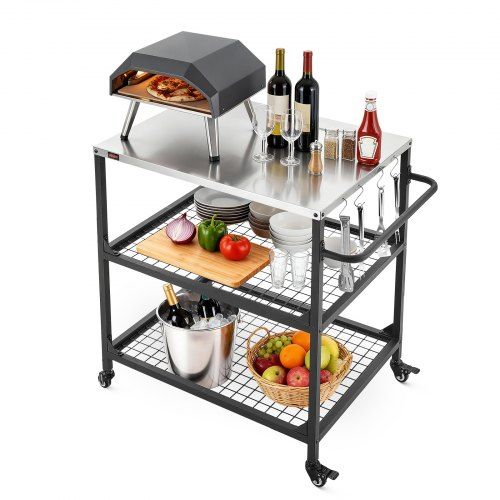 Duurzame verrijdbare grillwagen voor buiten koken – ruime werkruimte en stabiele constructie