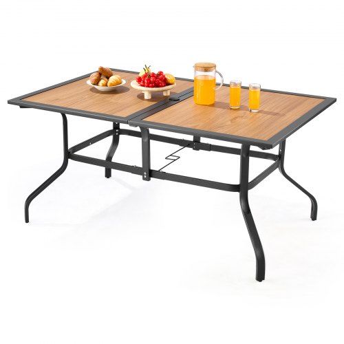 Stevige weerbestendige patio‑eettafel met parasolgat – perfect voor 4‑6 personen