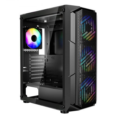Mid‑Tower Gaming PC‑behuizing met gehard glas en ARGB‑ventilatoren – optimale koeling en stijl