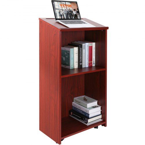 47‑inch houten podiumstandaard met wielen – ideaal voor presentaties en lessen
