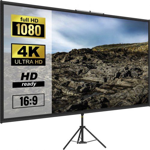 80 inch 4K HD projectiescherm met verstelbare aluminium standaard – perfecte thuisbioscoop