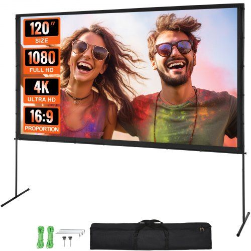 120‑inch projectiescherm met statief – draagbare bioscoopervaring voor binnen en buiten