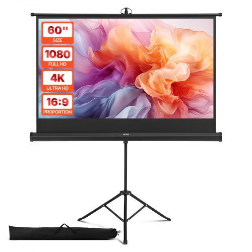 Draagbaar 60‑inch projectiescherm met statief – flexibele home‑theater oplossing