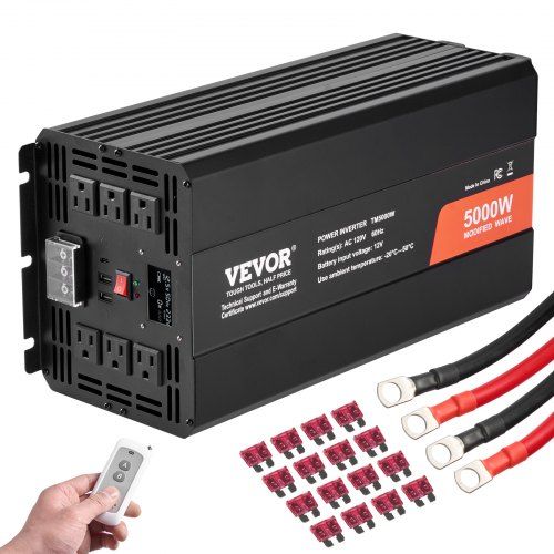 Krachtige 5000 W 12 V‑naar‑230 V omvormer voor thuis en onderweg