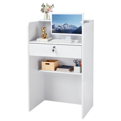 Moderne witte receptiebalie van 60 cm – stijlvol, functioneel en duurzaam