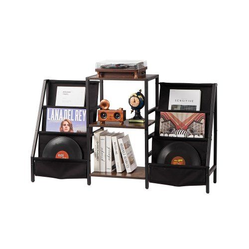 Stijlvolle 3‑laagse vinylopslagstandaard voor slaapkamer en woonkamer