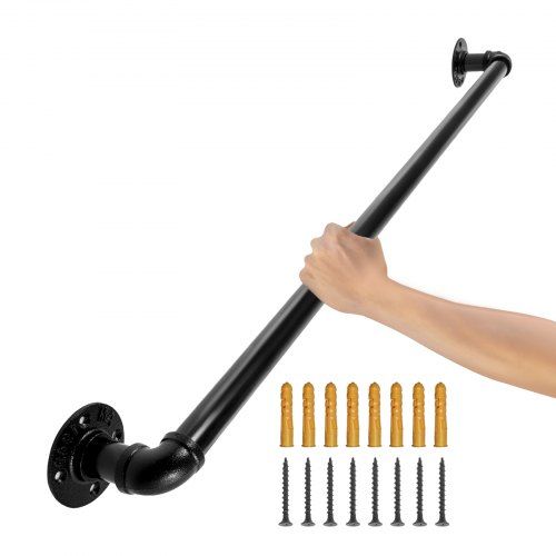 Retro waterpijp leuning 60 cm – duurzame industriële trapleuning voor binnen en buiten