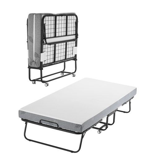 Opklapbaar Rollaway Bed met Traagschuimmatras – Praktisch en Comfortabel voor Elke Slaapruimte