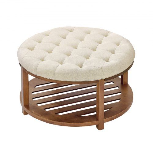 Ronde Ottomaanse Salontafel met Linnen Bekleding – Comfort, Opbergruimte en Duurzaamheid