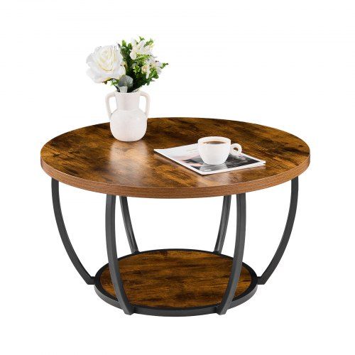 Ronde Salontafel met Metalen Frame – Stijlvolle en Functionele Woonkameroplossing