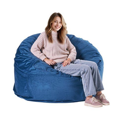 Ronde Zitzak Blauw met Wasbare Hoes – Comfort voor elke Kamer