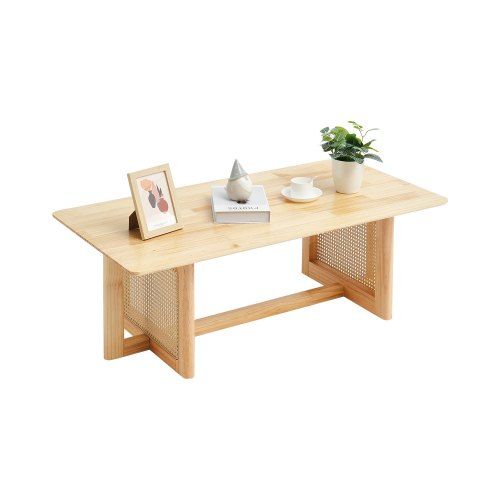 Moderne Boho Salontafel van Rotan met Ruime Opbergruimte – 120 cm