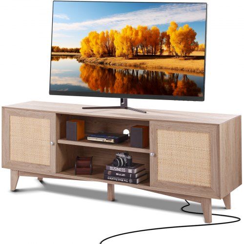 Rotan TV‑meubel 191 cm – Boho charme met slimme functionaliteit