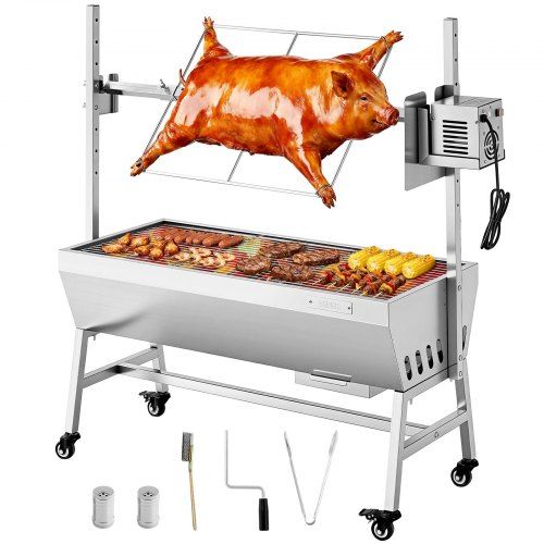 Rotisseriegrill 38 W voor speenvarken en lamsvlees – krachtige, roestvrijstalen buitengrill met 7‑hoogteverstelling