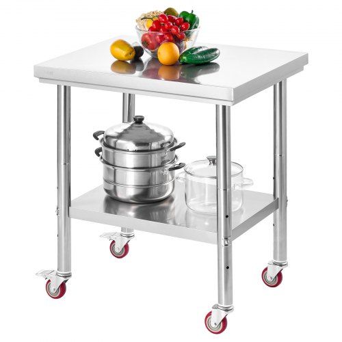 RVS werktafel 76 × 60 cm met verstelbare plank – veelzijdig en robuust voor professionele keukens