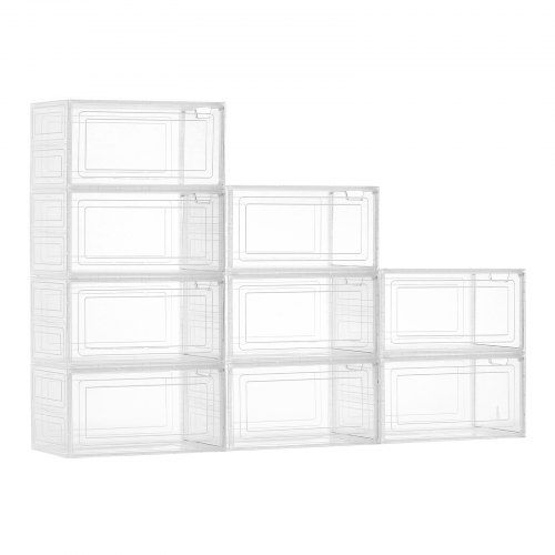 Transparante stapelbare schoenenopbergdozen met magnetische deur (set van 9)