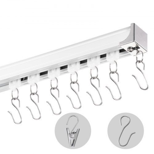 Flexibele schuifgordijnrail set – 3,6 m voor plafond of wandmontage