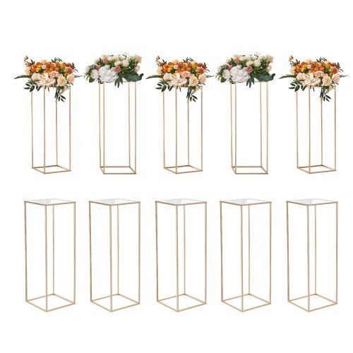 Elegant gouden bloemenstandaard voor bruiloften en evenementen – 10‑delige set