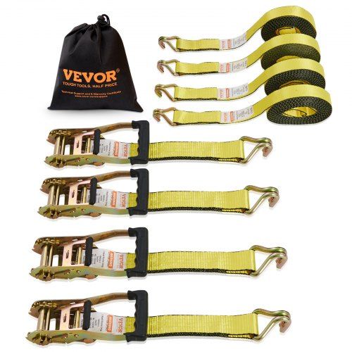 Krachtige set van 4 ratelspanbanden (2 inch × 8 m) – betrouwbaar vastzetten voor elke lading