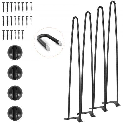 28‑inch hairpin tafelpoten – massief koolstofstaal, 227 kg draagvermogen, inkl. rubberen bescherming