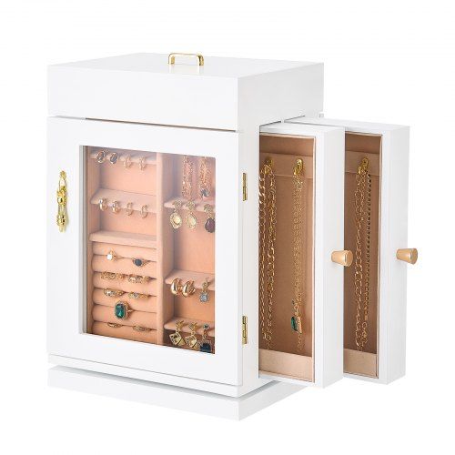 Elegant 360° Draaibare Sieradendoos met Magnetische Sluiting en Fluwelen Voering