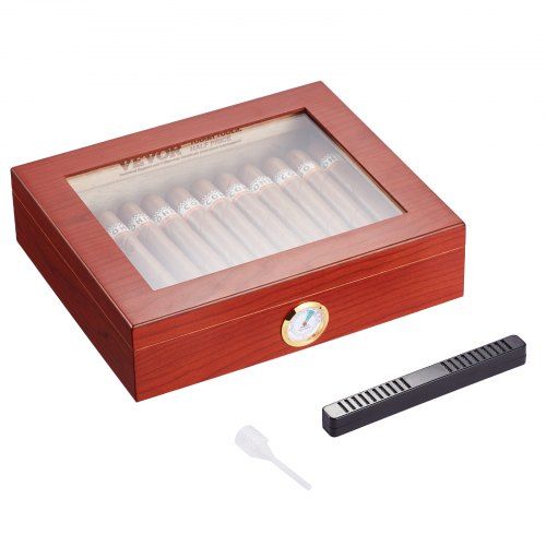 Handgemaakte Sigarenhumidor met Glazen Deksel – Stijlvolle Bescherming voor 10‑25 Sigaren