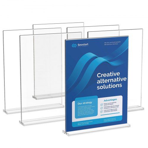 Dubbelzijdige acryl tafelstandaard set van 6 – Heldere displayhouders voor brochure, menu en foto