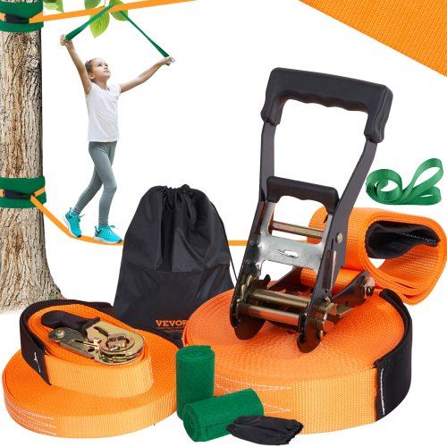 Oranje Slackline Obstacles Set – Flexibel Balansplezier voor de Achtertuin