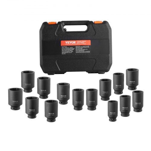 Slagsleutelset 12,7 mm voor asmoeren – 14‑delige CR‑V doppenset met draagbare opbergkoffer