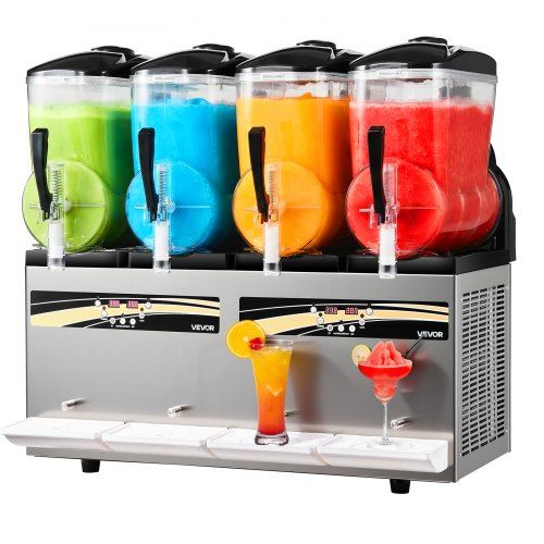 Professionele slushmachine met vier 12‑liter tanks – veelzijdig, krachtig en onderhoudsvriendelijk