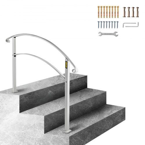 Smeedijzer leuning voor 2‑3 traptreden – sterke, flexibele outdoor oplossing in wit
