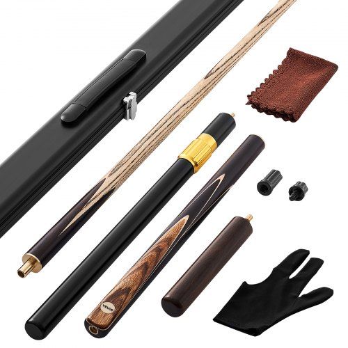 Professionele Snookerkeu met Verlengstuk, Lederen Tip en Aluminium Koffer – Een Compleet Pakket voor Elk Spelniveau