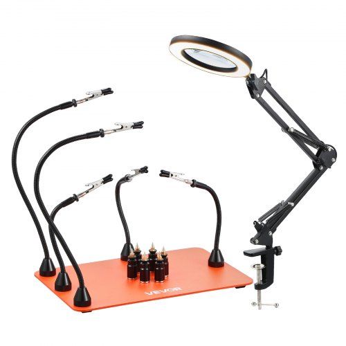Magnetisch Soldeerstation met 4 Flexibele Armen en 3‑x LED Vergrotingslamp