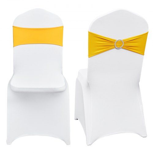 Elegant universele spandex stoelhoezen voor bruiloften en feesten – 30 set goud & wit