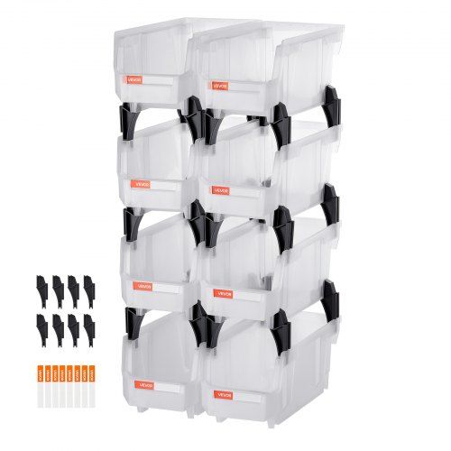 Organiseer je ruimte moeiteloos met de transparante stapelboxen (8‑pack)
