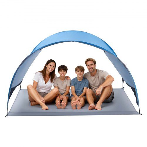 Compact strandtent voor 4 personen met UPF 50+ – Schaduw, comfort en draagbaarheid