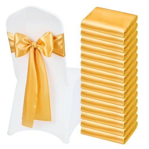 Gouden stretch stoelriemen – stijlvolle en duurzame decoratie voor bruiloften en feesten