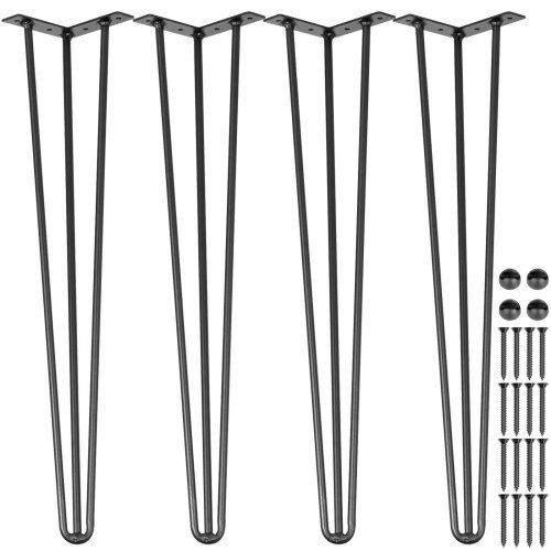 Strakke zwarte haarspeldtafelpoten van 66 cm – robuust, stijlvol en makkelijk te monteren