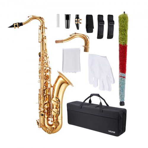 Tenorsaxofoon Bes majeur – Complete beginnersset met gouden afwerking