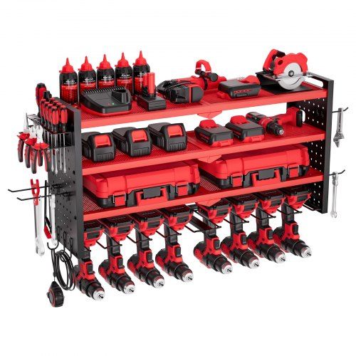 Efficiënte wandopslag voor gereedschap: 4‑laags opbergrek voor garage en werkplaats