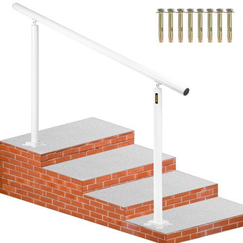 Flexibele aluminium buitentrapleuning voor 0‑5 treden – veilige ondersteuning in wit