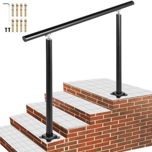 Zwarte aluminium trapleuning 121 cm – verstelbaar, roestbestendig en klaar voor binnen én buiten