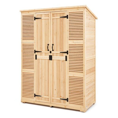 Duurzame houten tuinschuur met waterdicht dak en dubbel slot – praktische buitenopslag voor elke tuin