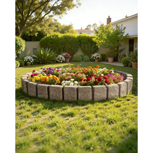 Tuinrand met Realistische Steenlook – Lichtgewicht, Modulaire en Weerbestendig